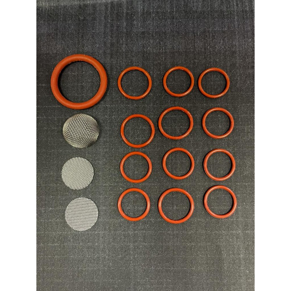There are two different sizes for ideal fit 5 + 5 pcs. and 2 pcs. mesh screen for the cooling unit, a basket screen and one bigger o-ring for the tube holder. Food grade silicone o-rings for the Tinymight cooling unit.