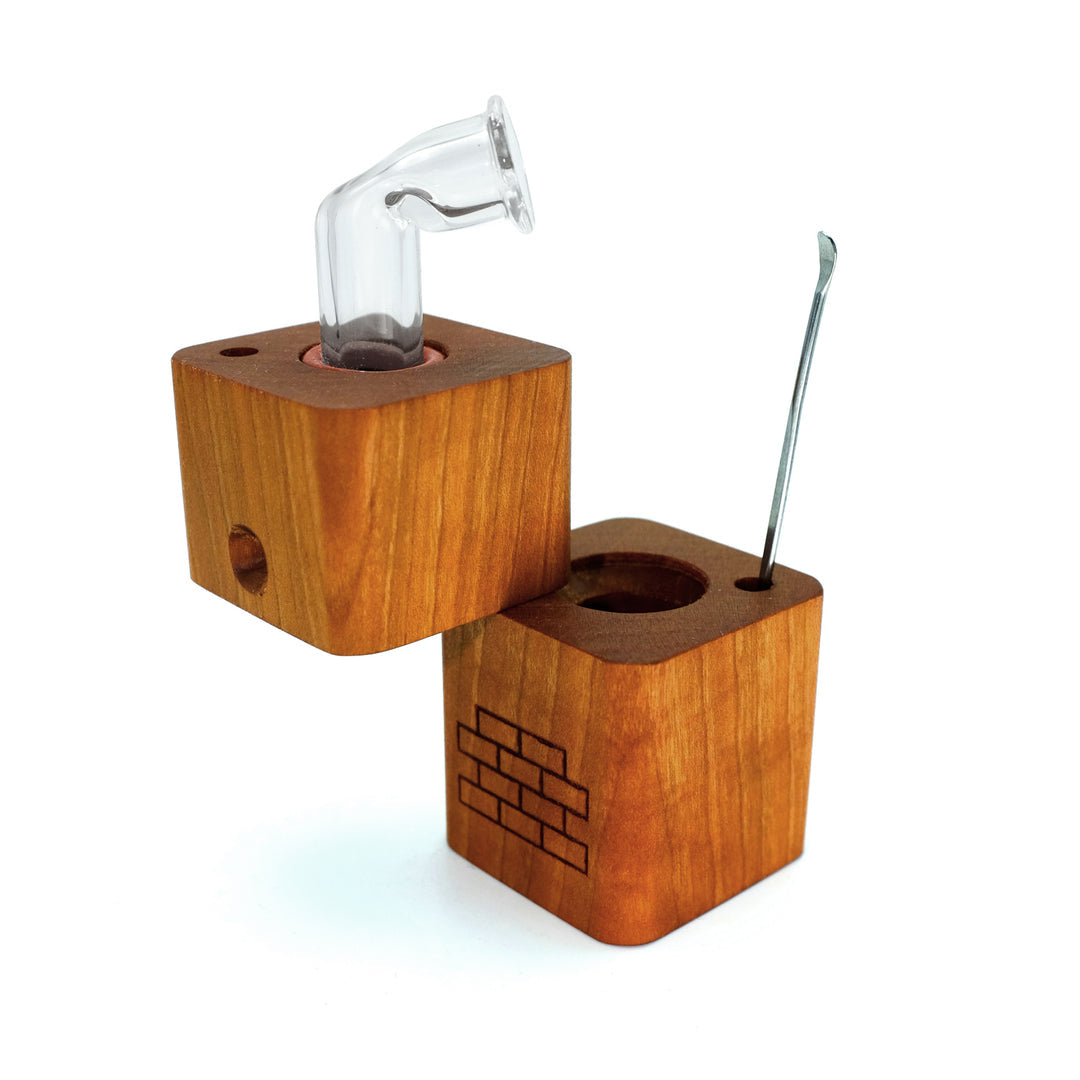 The Twist by Sticky Brick Labs is a versatile thermal extractor that can be butane torch-powered or used with a heated injector to pair with your favorite water piece.

The Twist is proudly Hand Made in the USA here in North Carolina. The lumber is sourced locally from vendors that prioritize sustainability and top quality. Our glass parts are made in-house using the highest quality scientific German glass.