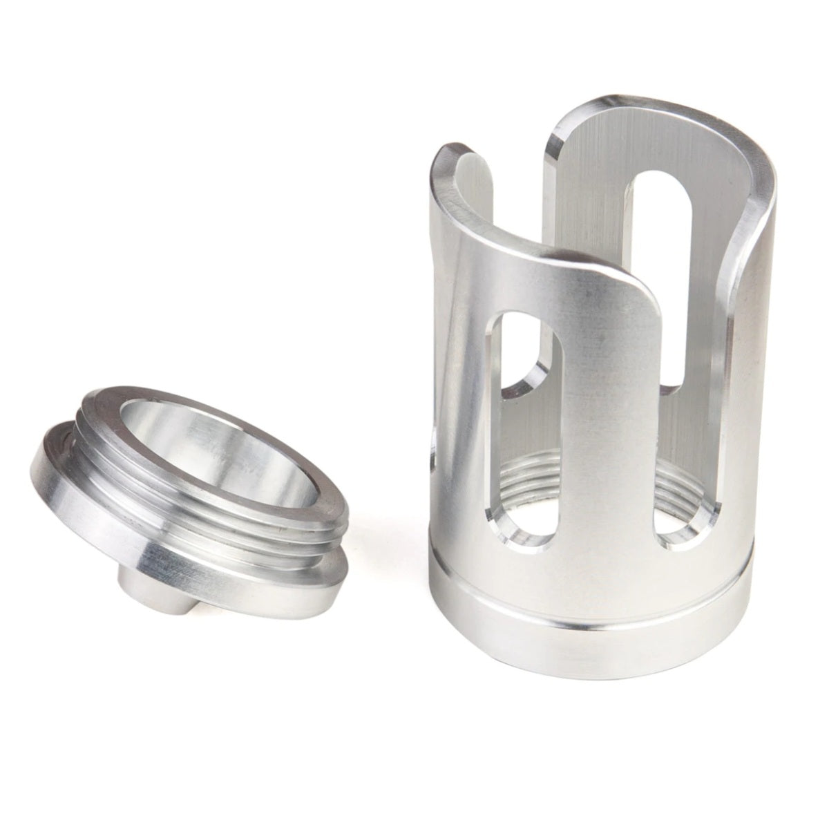 Secure your Flowerpot Head!

*If you will be using this on an existing CH stand, pick the curved adapter. Heat Post needed to attach to stand and Sold Separately.

This new heat shield works along side the Insulated Heat Post to ensure the Flowerpot Head (B1, B2 or Injector) is safely kept and out of easy reach. This shield is milled from 6061 aluminum tubing to minimize waste and make the process more efficient.