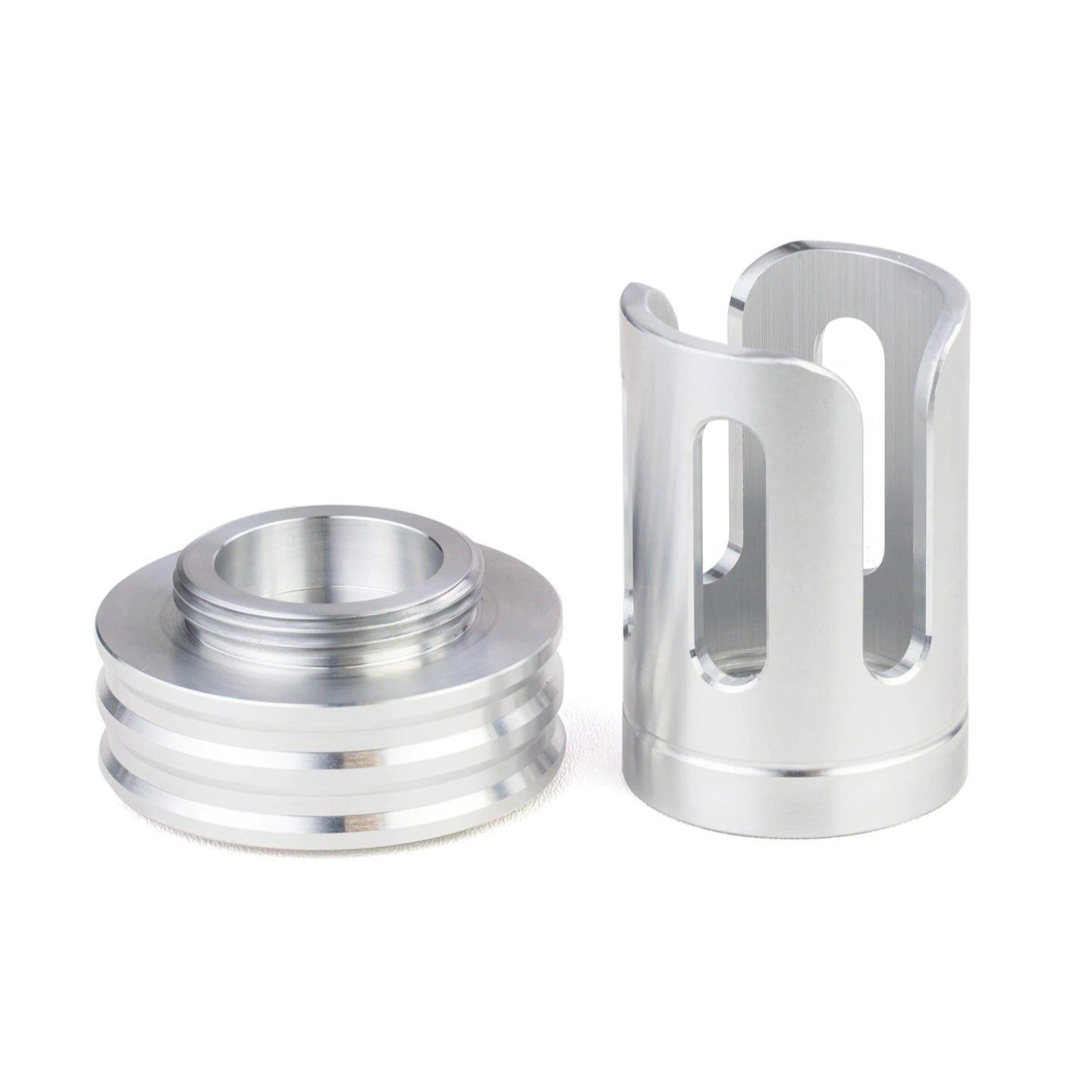 Secure your Flowerpot Head!

*If you will be using this on an existing CH stand, pick the curved adapter. Heat Post needed to attach to stand and Sold Separately.

This new heat shield works along side the Insulated Heat Post to ensure the Flowerpot Head (B1, B2 or Injector) is safely kept and out of easy reach. This shield is milled from 6061 aluminum tubing to minimize waste and make the process more efficient.