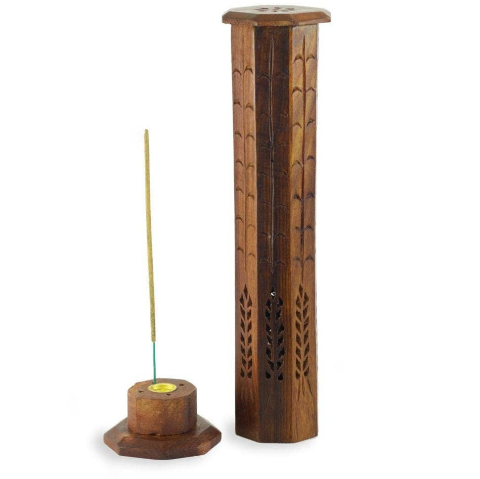 Incense Burner - Octagonal Wooden Tower Incense Burner By Prabhuji's Gifts 701-41