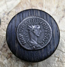 5ml Black Glass Container with Bog Oak w/Roman Coin Top by PhattPiggie